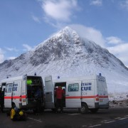 Rescue trucks and Buachaille Etive Mor
