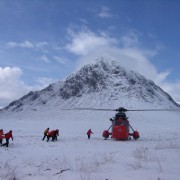 Rescue 177 helicopter and Buachaille Etive Mor