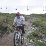 Heading down from the top of the chairlift - leaving the plateau behind at Glencoe Ski Centre.