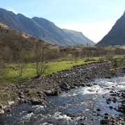 View to the Aonach Eagach from the river coe