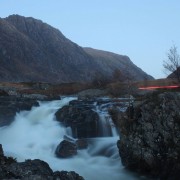 Glencoe waterfall in spate